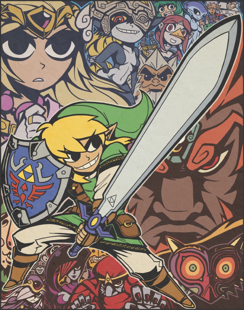 link, princess zelda, midna, toon link, ganondorf, and 16 more (the legend of zelda and 8 more) drawn by captainosaka