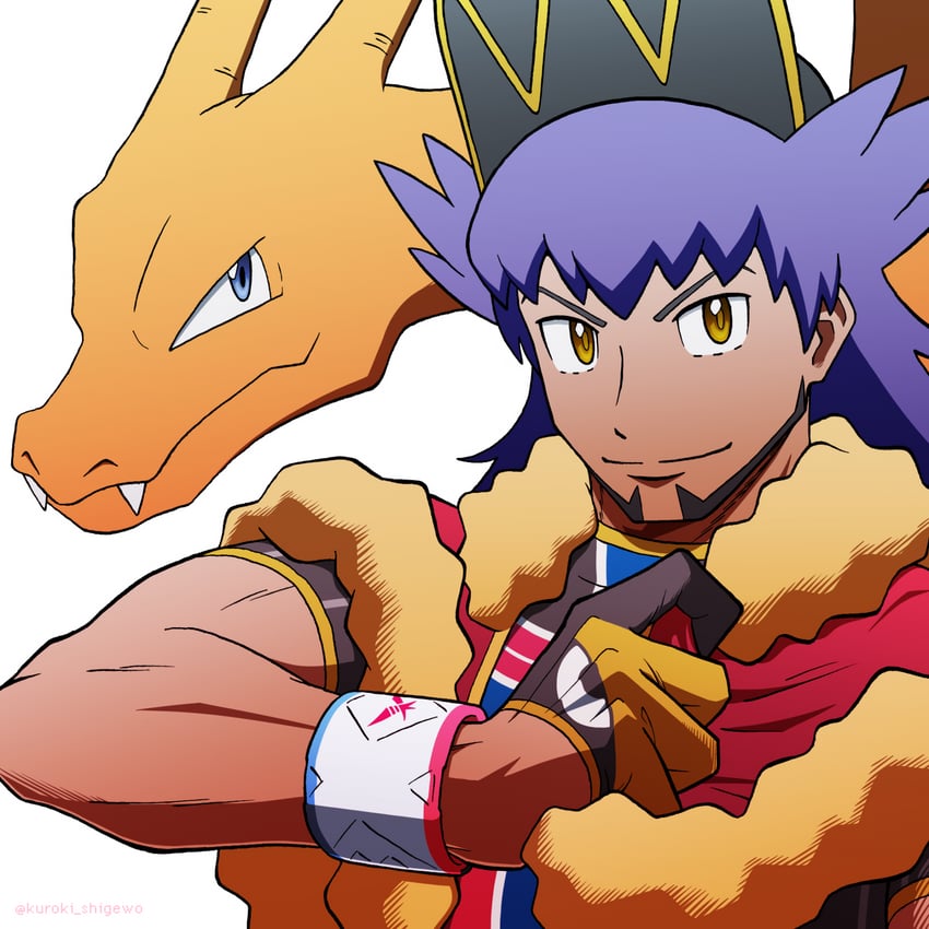 leon and charizard (pokemon and 1 more) drawn by kuroki_shigewo