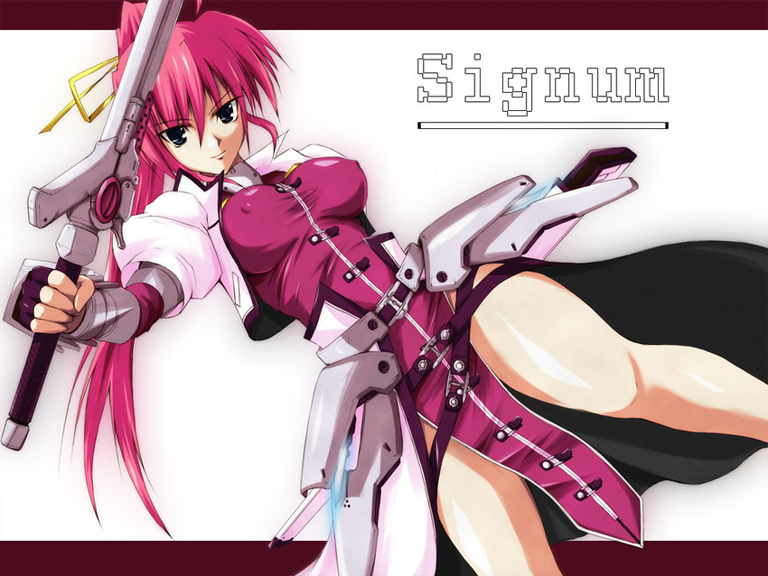 signum and laevatein (lyrical nanoha and 3 more) drawn by hiiraki