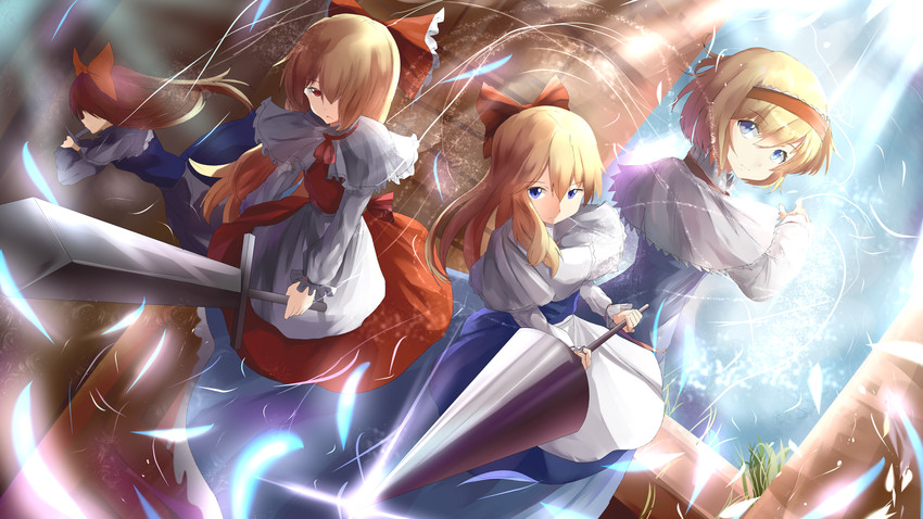 alice margatroid, shanghai doll, and hourai doll (touhou) drawn by hizagawa_rau
