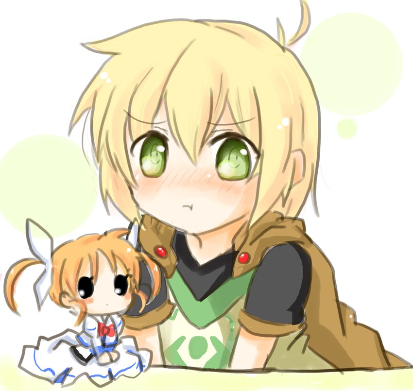 takamachi nanoha and yuuno scrya (lyrical nanoha and 1 more) drawn by posukasukasu