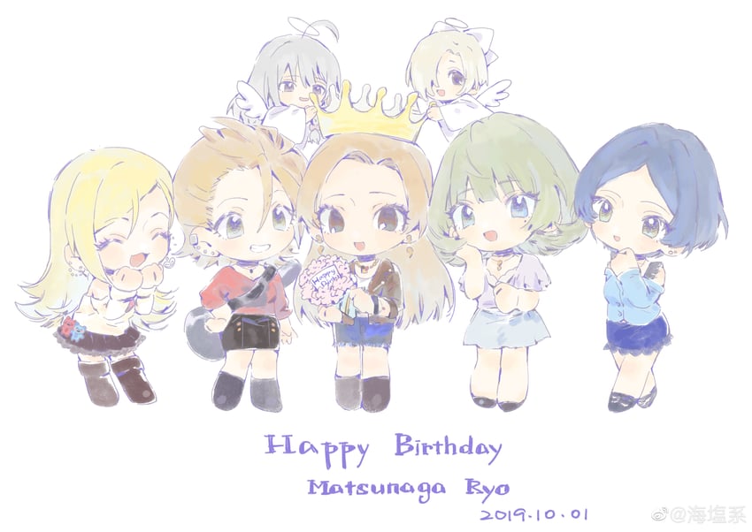 shirasaka koume, takagaki kaede, hayami kanade, hoshi syoko, kimura natsuki, and 2 more (idolmaster and 1 more) drawn by rerain