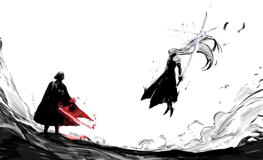 sephiroth and darth vader (final fantasy and 2 more) drawn by yourfreakyneighbourh