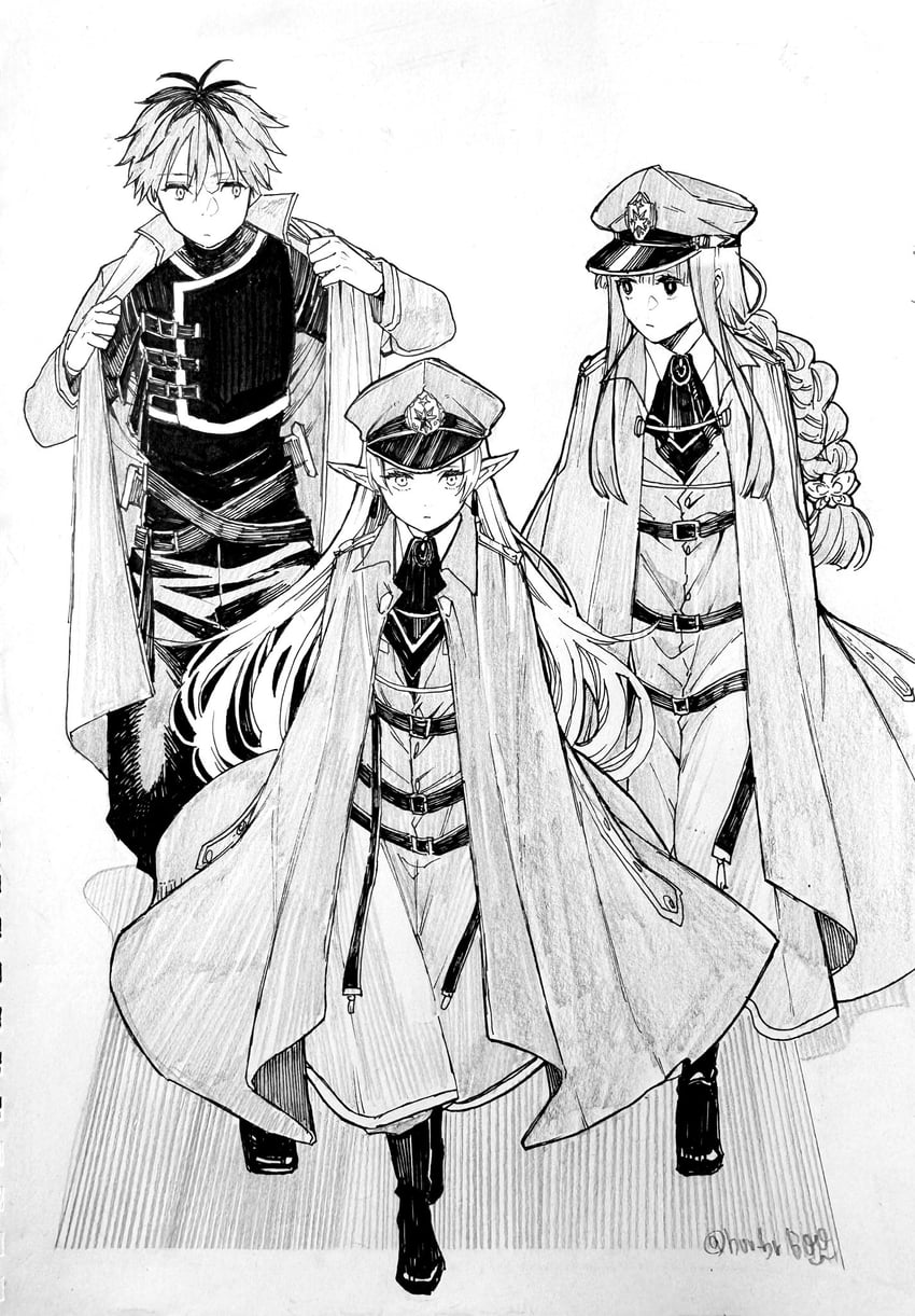 frieren, fern, and stark (sousou no frieren) drawn by boo_br