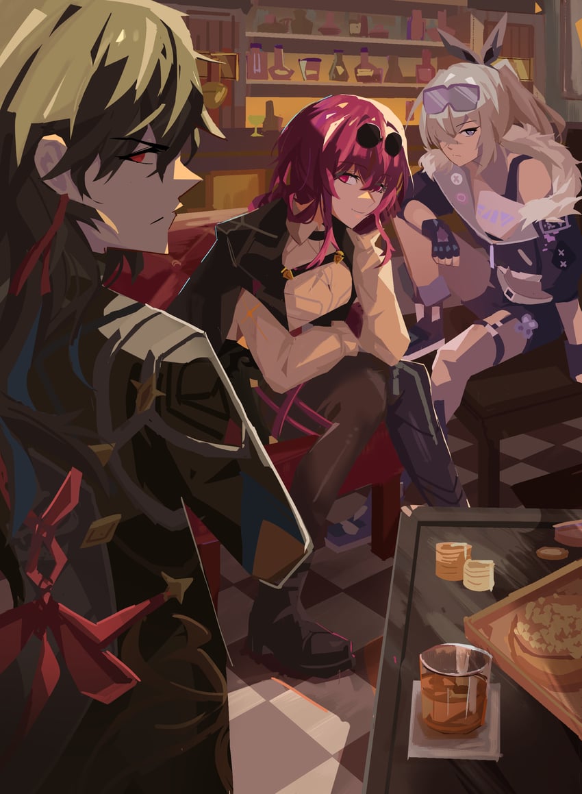 kafka, silver wolf, and blade (honkai and 1 more) drawn by zb_relic