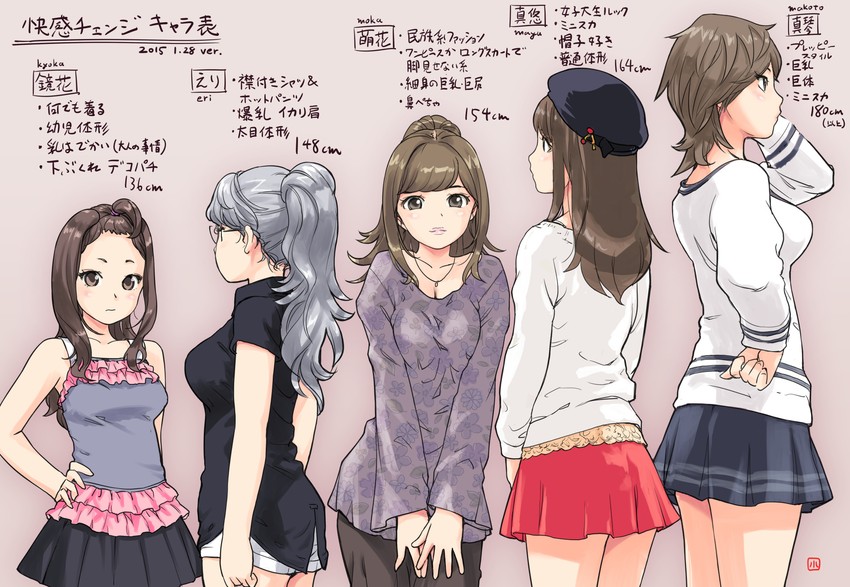 mayu, saionji makoto, yamada eri, moka, and terada kyouka (kaikan change) drawn by carina_(xiaowoo)