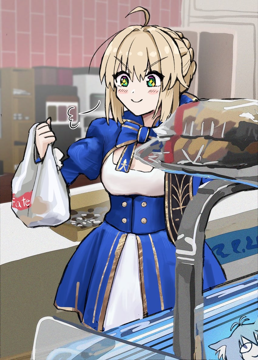 artoria pendragon, saber, and neco-arc (fate and 5 more) drawn by notonaon