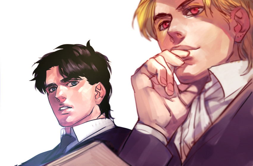 dio brando and jonathan joestar (jojo no kimyou na bouken and 1 more) drawn by emg_(christain)