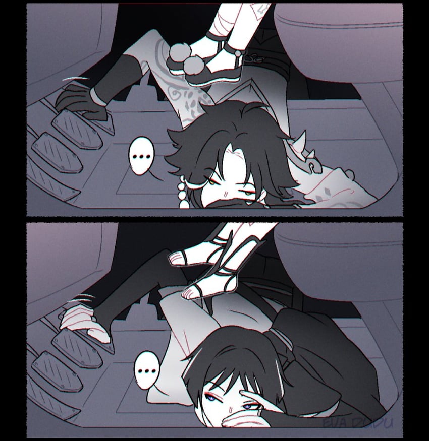 scaramouche, nahida, wanderer, xiao, and qiqi (genshin impact) drawn by kakaolikeslegs