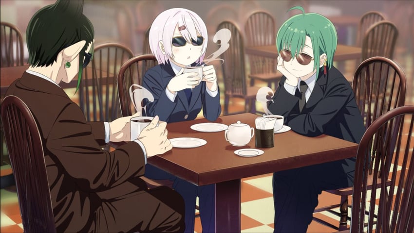 shiina yuika, ryuushen, and hanabatake chaika (nijisanji) drawn by kerorira