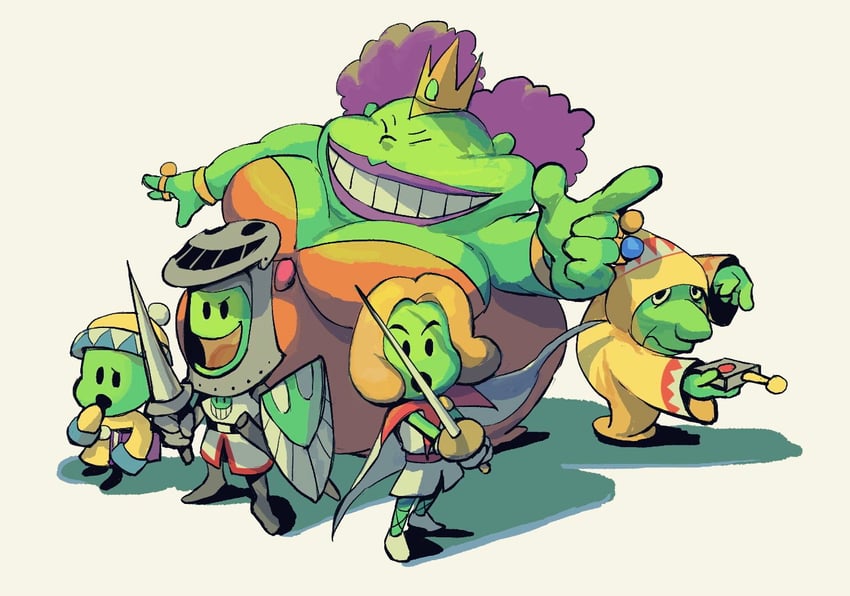 prince peasley, queen bean, pea, lady lima, and beanbean troop (mario and 2 more) drawn by rinabee_(rinabele0120)