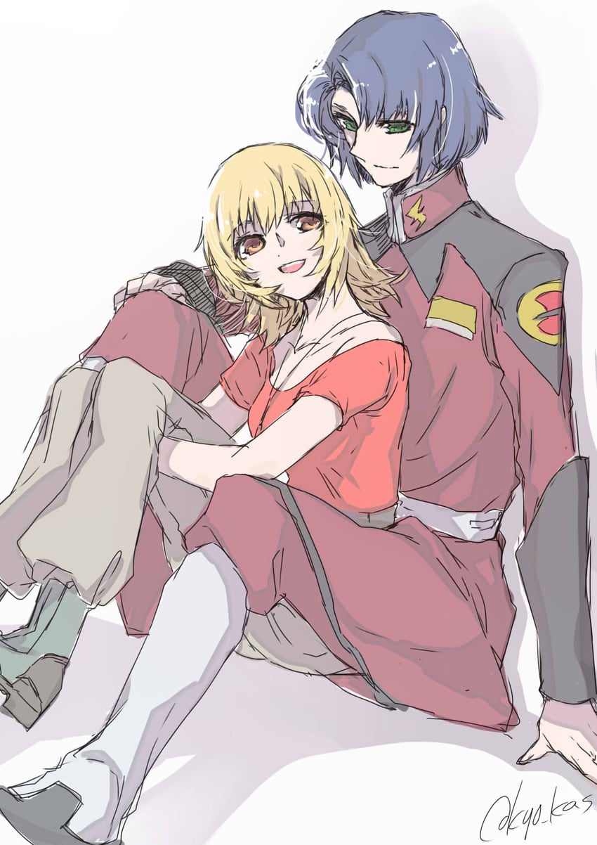 cagalli yula athha and athrun zala (gundam and 1 more) drawn by huxoran77