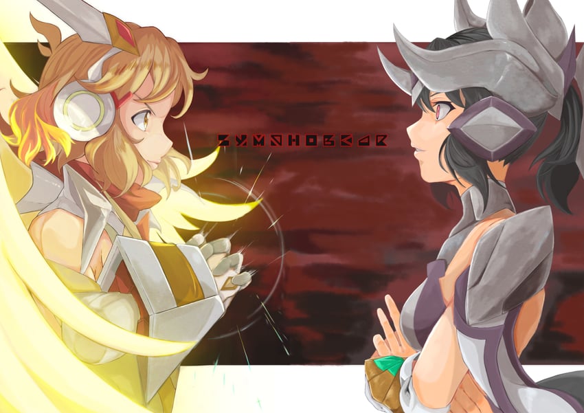 tachibana hibiki, kohinata miku, and shem-ha (senki zesshou symphogear) drawn by kitan_(msgblr)
