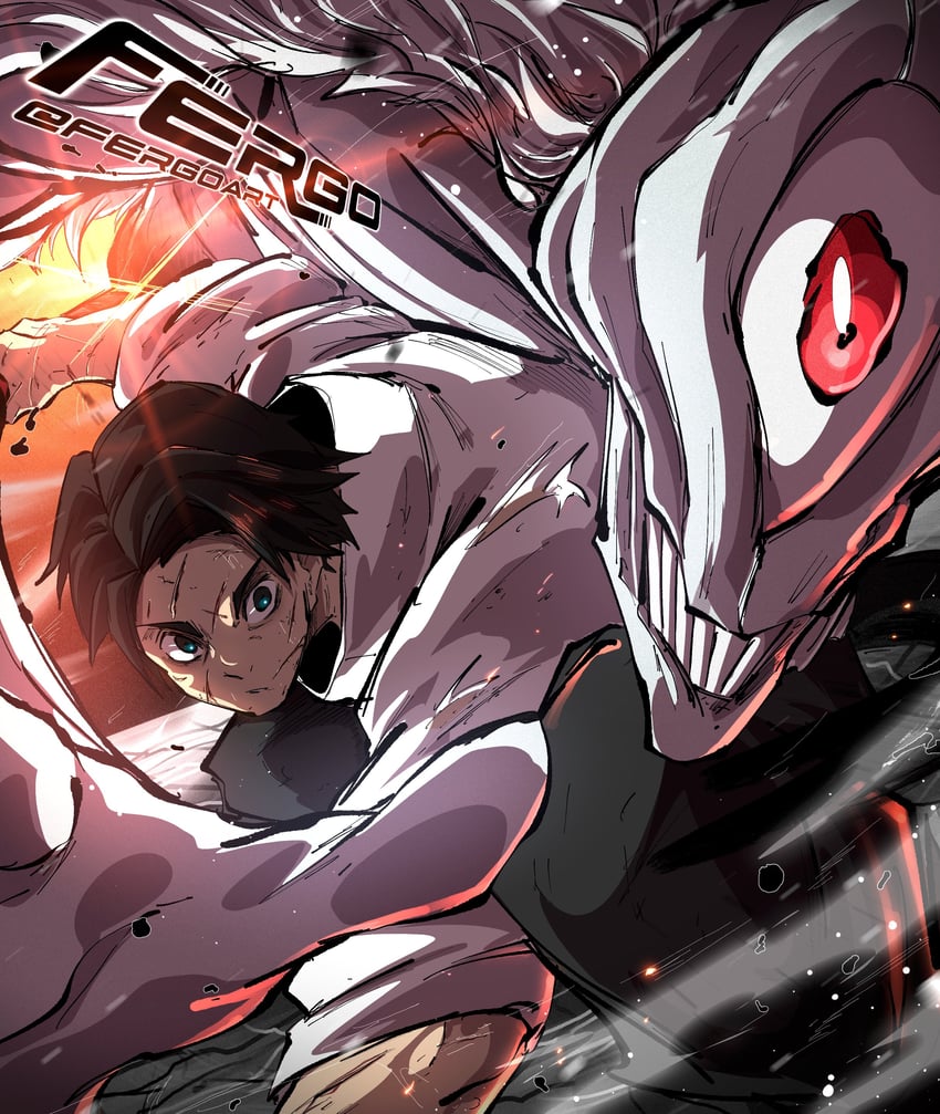 okkotsu yuuta and orimoto rika (jujutsu kaisen) drawn by fergoart