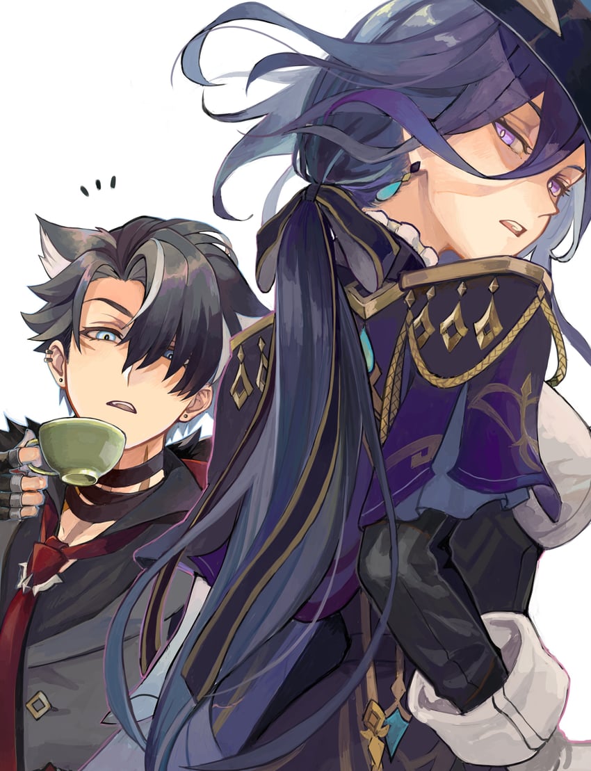 clorinde and wriothesley (genshin impact) drawn by chikushi_azu