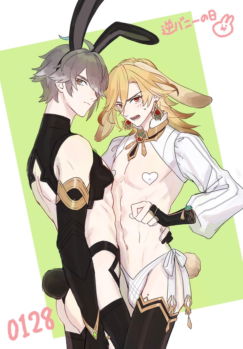 alhaitham and kaveh (genshin impact) drawn by sha_(0shaaa_4)