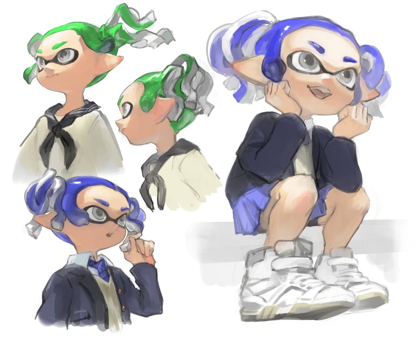 inkling player character and inkling girl (splatoon) drawn by ga4me4