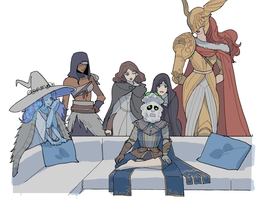 ranni the witch, malenia blade of miquella, tarnished, melina, fia the deathbed companion, and 2 more (elden ring) drawn by hyoki_114514