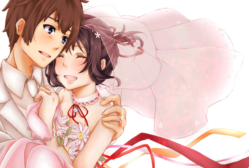 miyamizu mitsuha and tachibana taki (kimi no na wa.) drawn by nayu_(nayun_nayun)