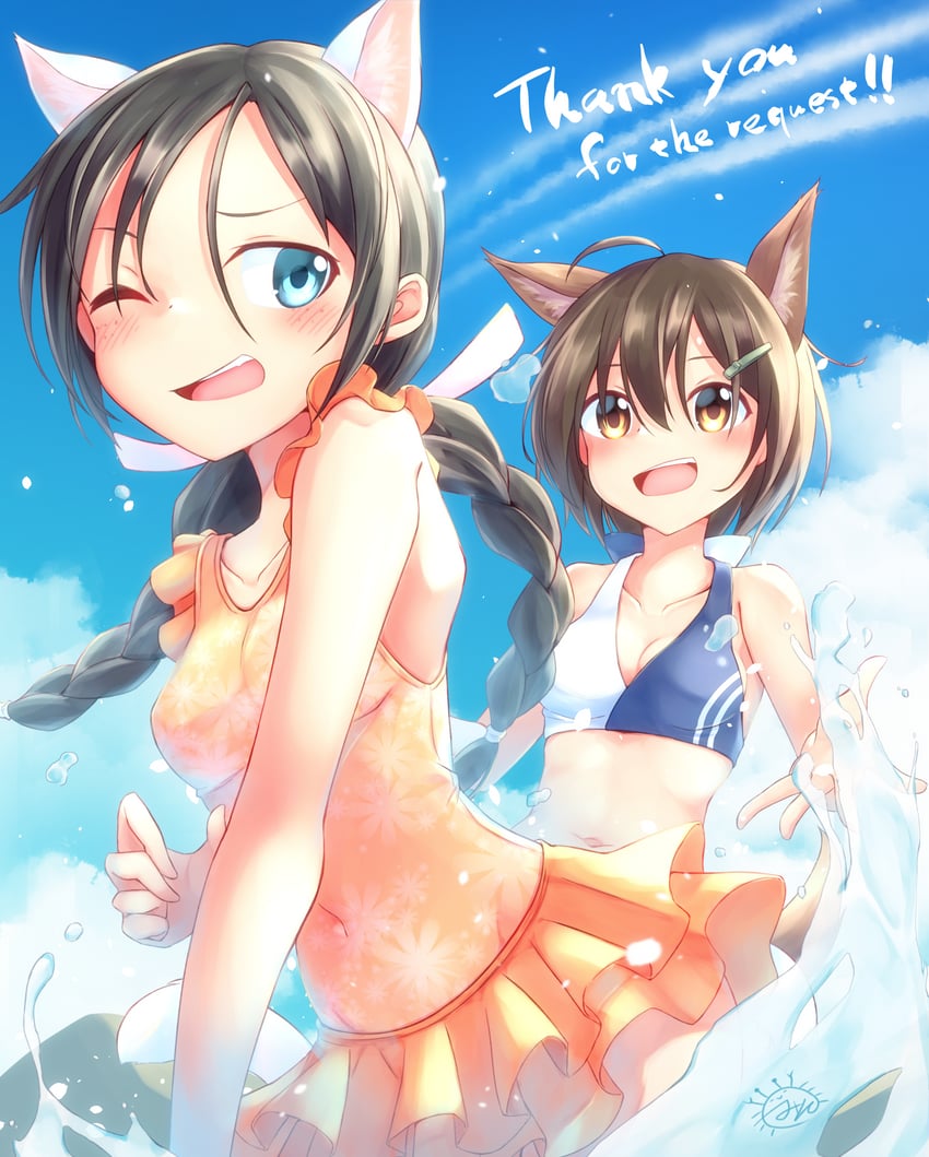 karibuchi hikari and misumi miya (world witches series and 1 more) drawn by kanimiso_(juutilainen77)