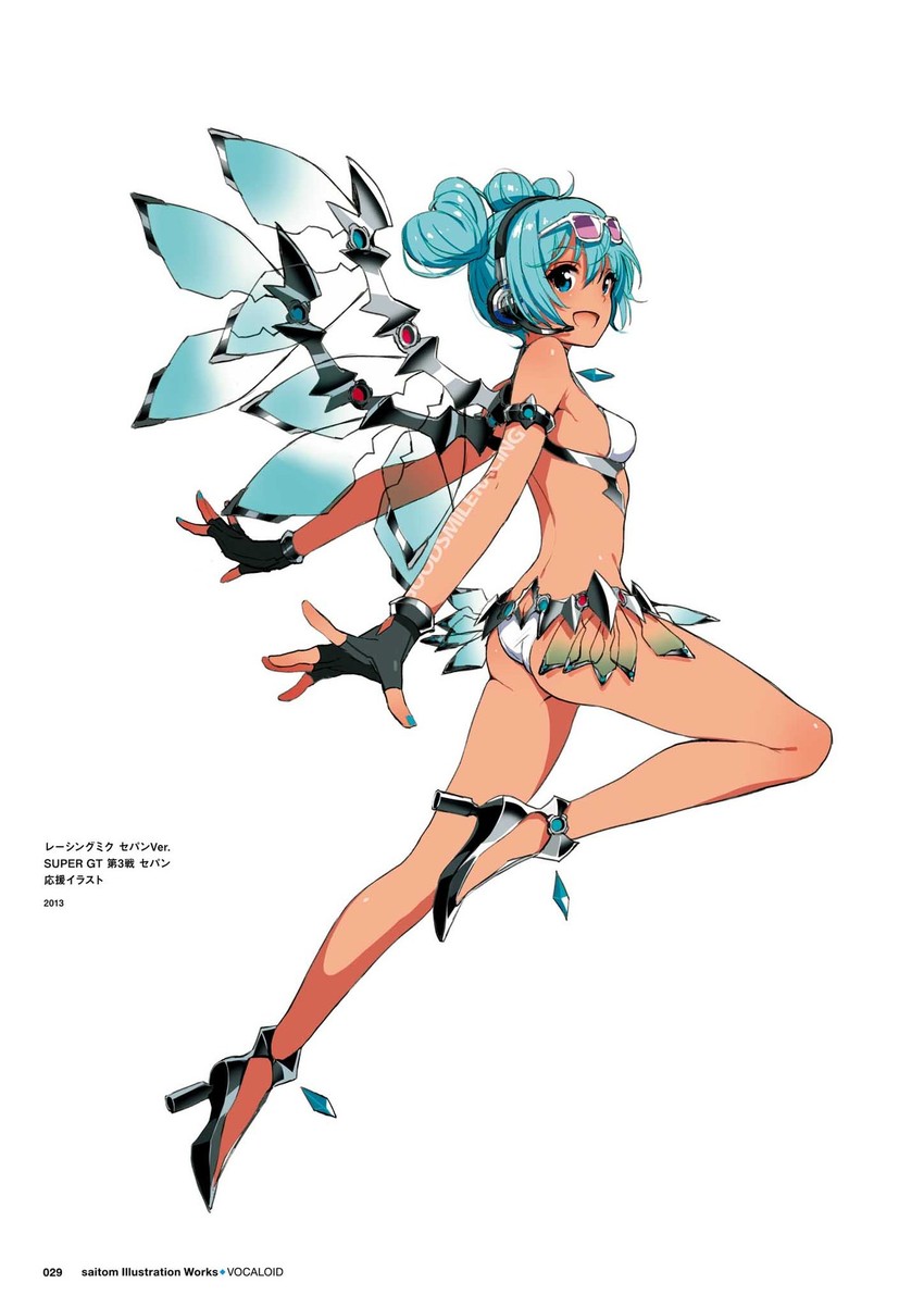 hatsune miku and racing miku (vocaloid and 2 more) drawn by saitou_masatsugu