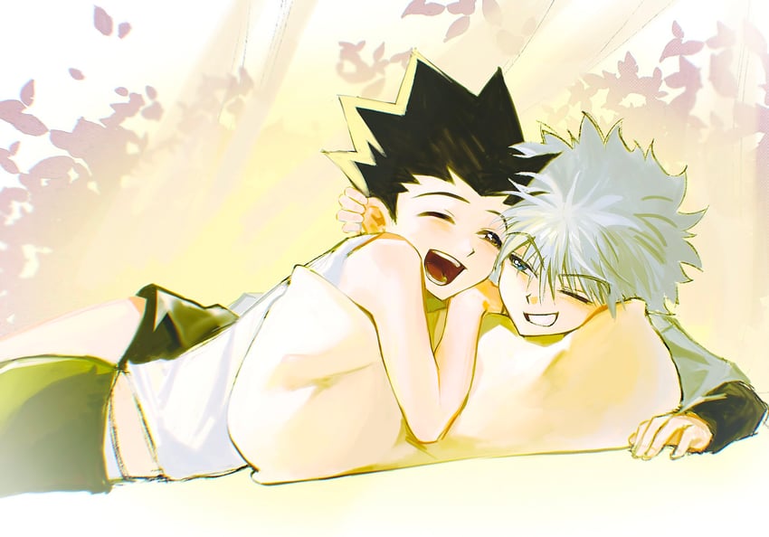 killua zoldyck and gon freecss (hunter x hunter) drawn by gelb
