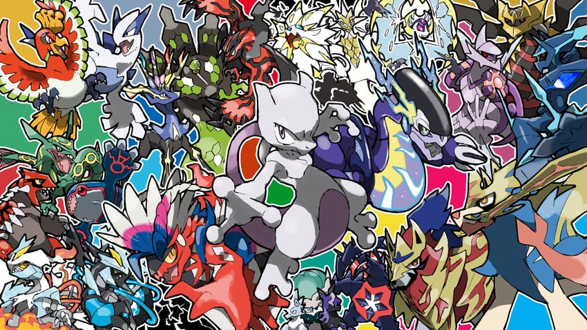 mewtwo, giratina, lugia, rayquaza, ho-oh, and 22 more (pokemon) drawn by blacknirrow