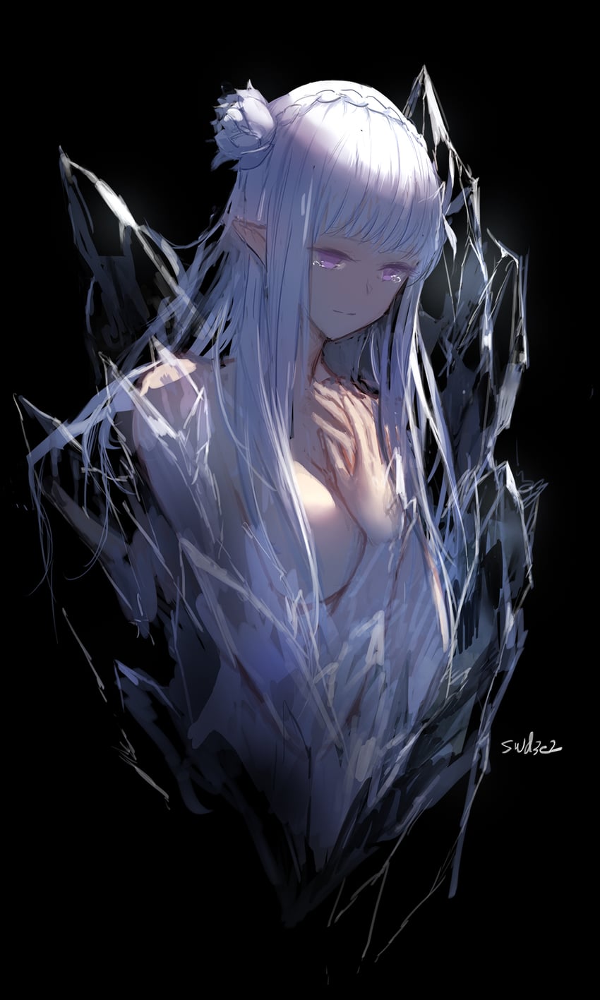 emilia (re:zero kara hajimeru isekai seikatsu) drawn by swd3e2