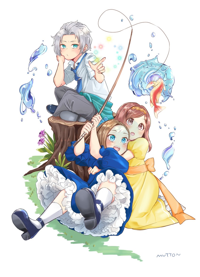 katarina claes, mary hunt, and alan stuart (otome game no hametsu flag shika nai akuyaku reijou ni tensei shite shimatta) drawn by mutton_(user_hafp8324)