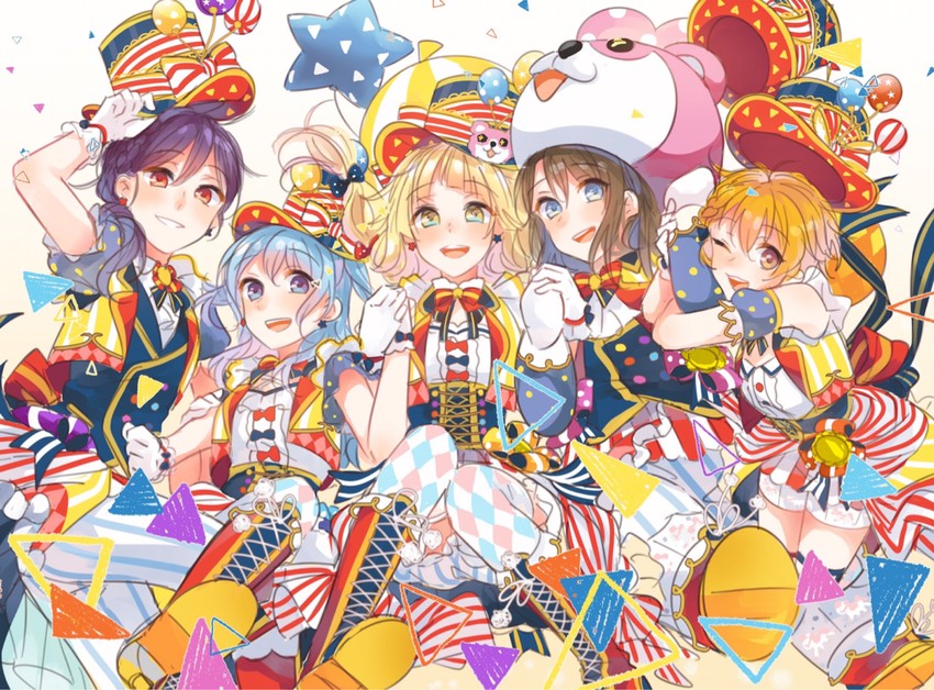 tsurumaki kokoro, okusawa misaki, matsubara kanon, seta kaoru, michelle, and 1 more (bang dream!) drawn by succhii_(pikaru)