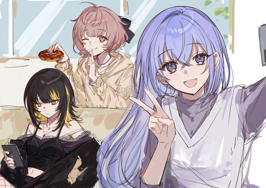 ikaruga luca, suzuki hana, and ikuta haruki (idolmaster and 1 more) drawn by raychelsoo