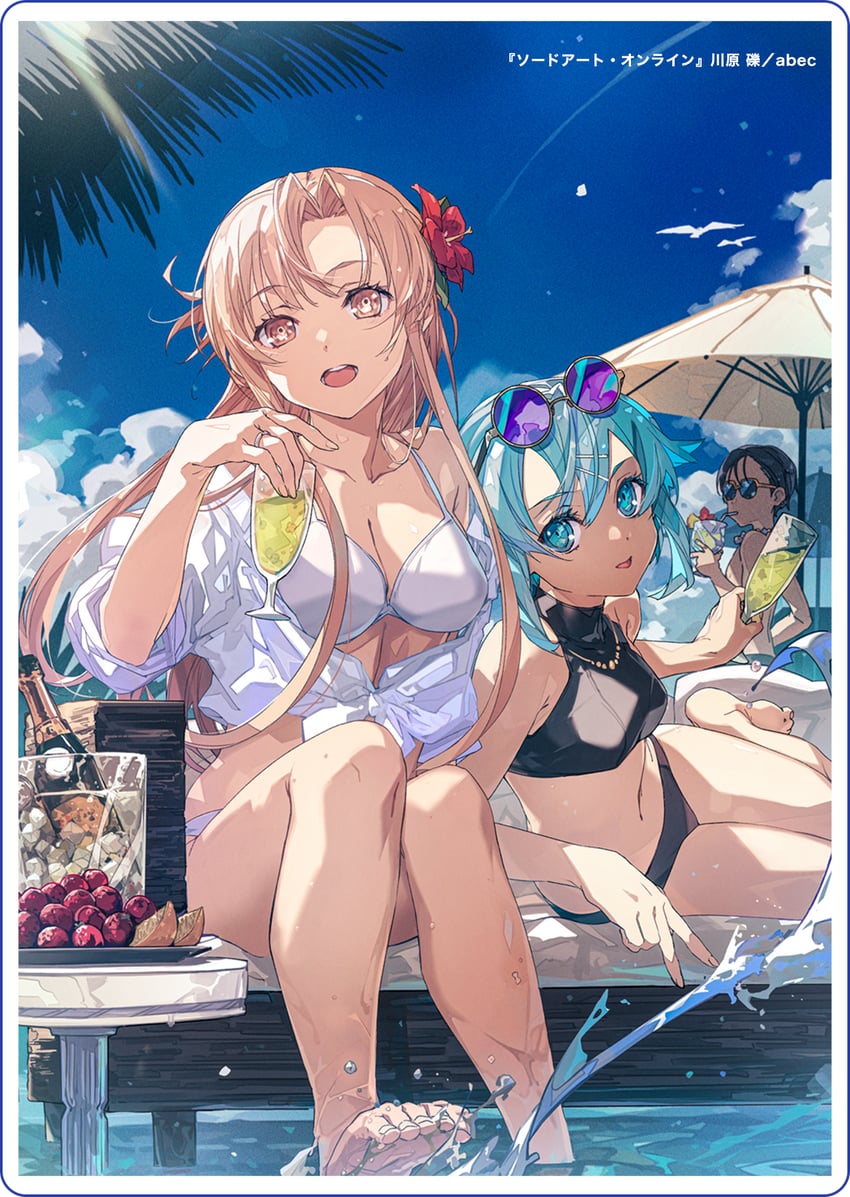 asuna, kirito, and sinon (sword art online) drawn by bunbun
