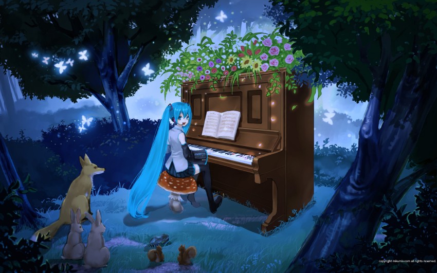 hatsune miku (vocaloid and 1 more) drawn by maca