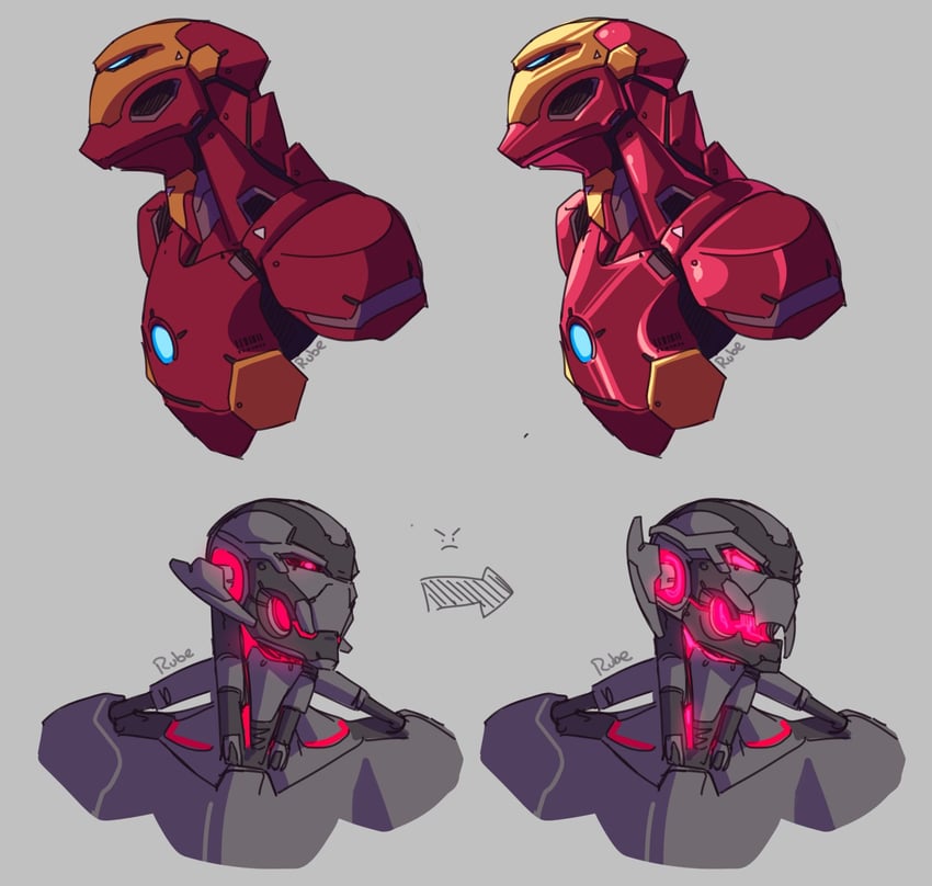 iron man and ultron (marvel and 3 more) drawn by ruben_menzel