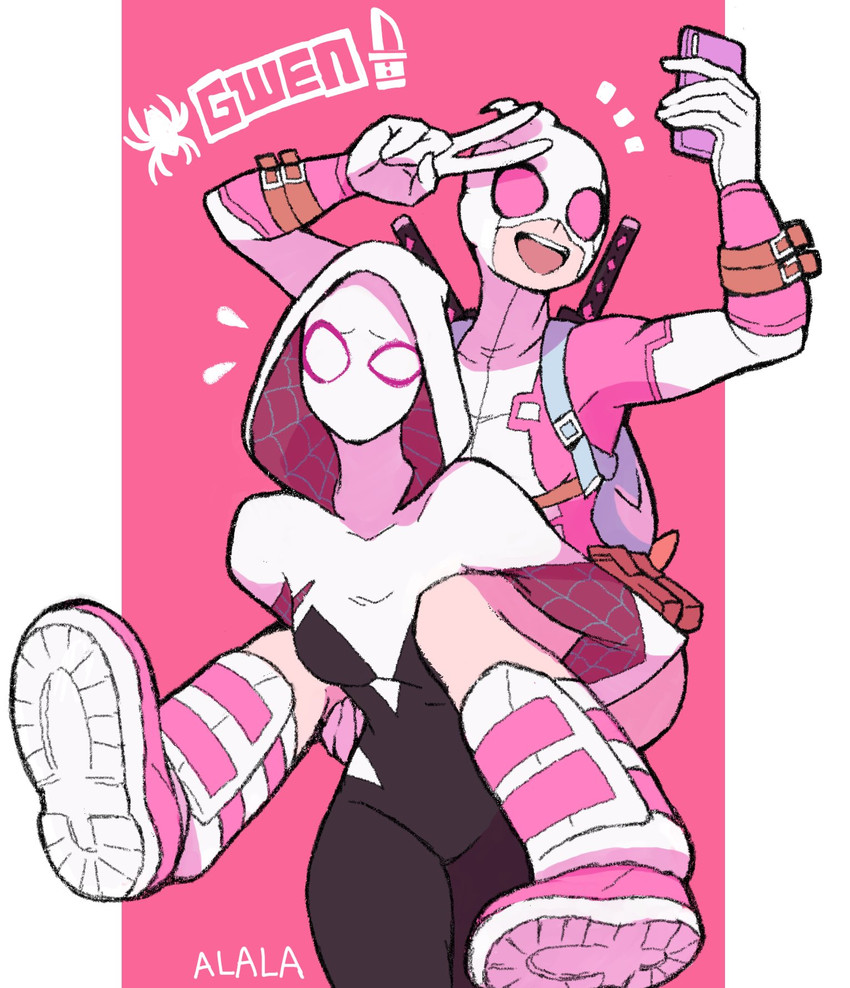 spider-gwen, gwen stacy, and gwenpool (marvel and 1 more) drawn by sushi_pizza_rrr