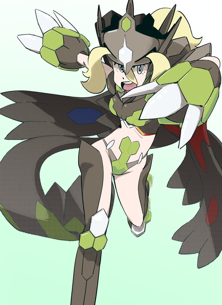 korrina and zygarde (pokemon and 1 more) drawn by foob_(fb_hm)