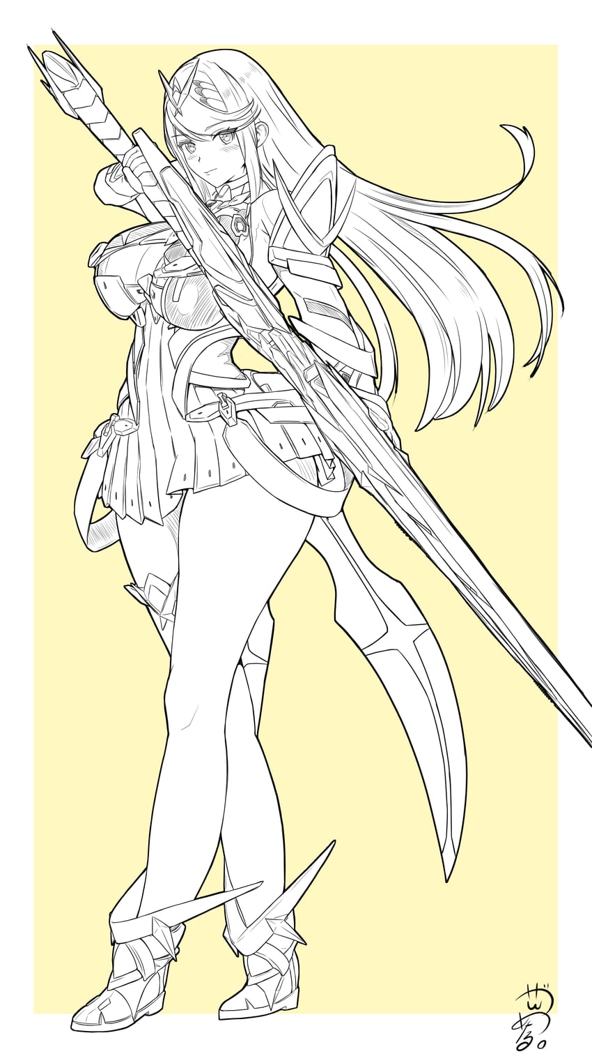 mythra (xenoblade chronicles and 1 more) drawn by gan-metal