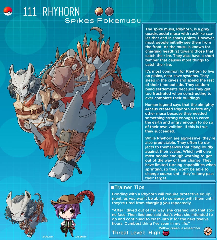 terrance rainer and rhyhorn (pokemon) drawn by kinkymation