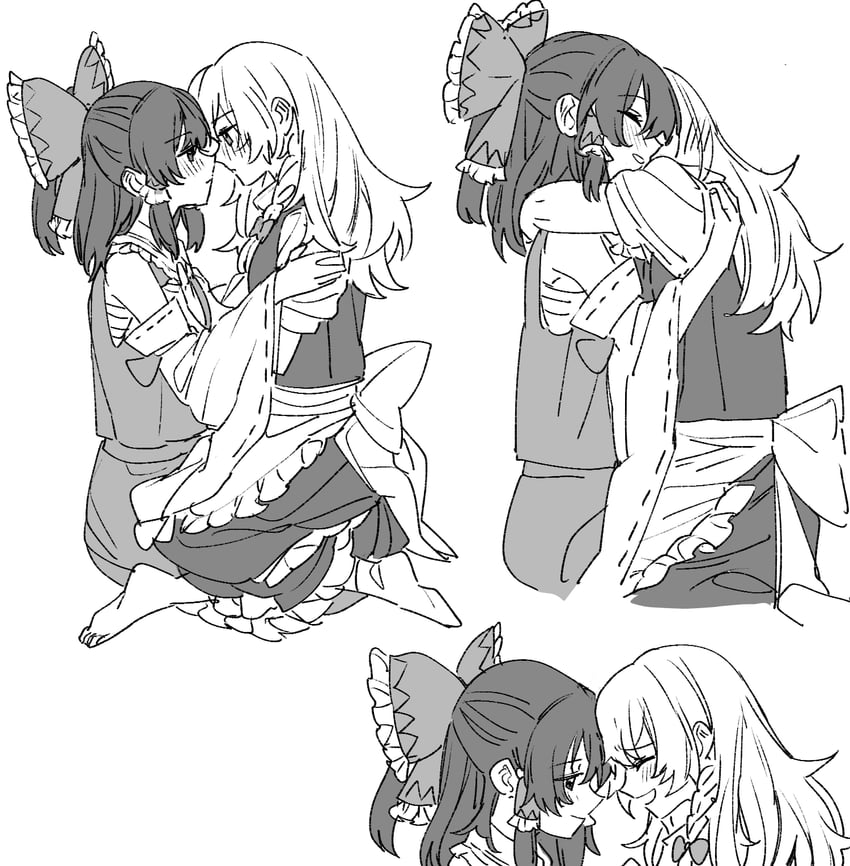 hakurei reimu and kirisame marisa (touhou) drawn by mero_(starfish_jcs)
