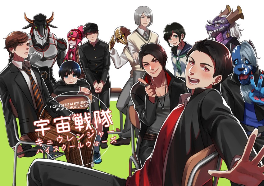 hammie, raptor 283, lucky, naga ray, shou ronpo, and 7 more (super sentai and 1 more) drawn by noriuma
