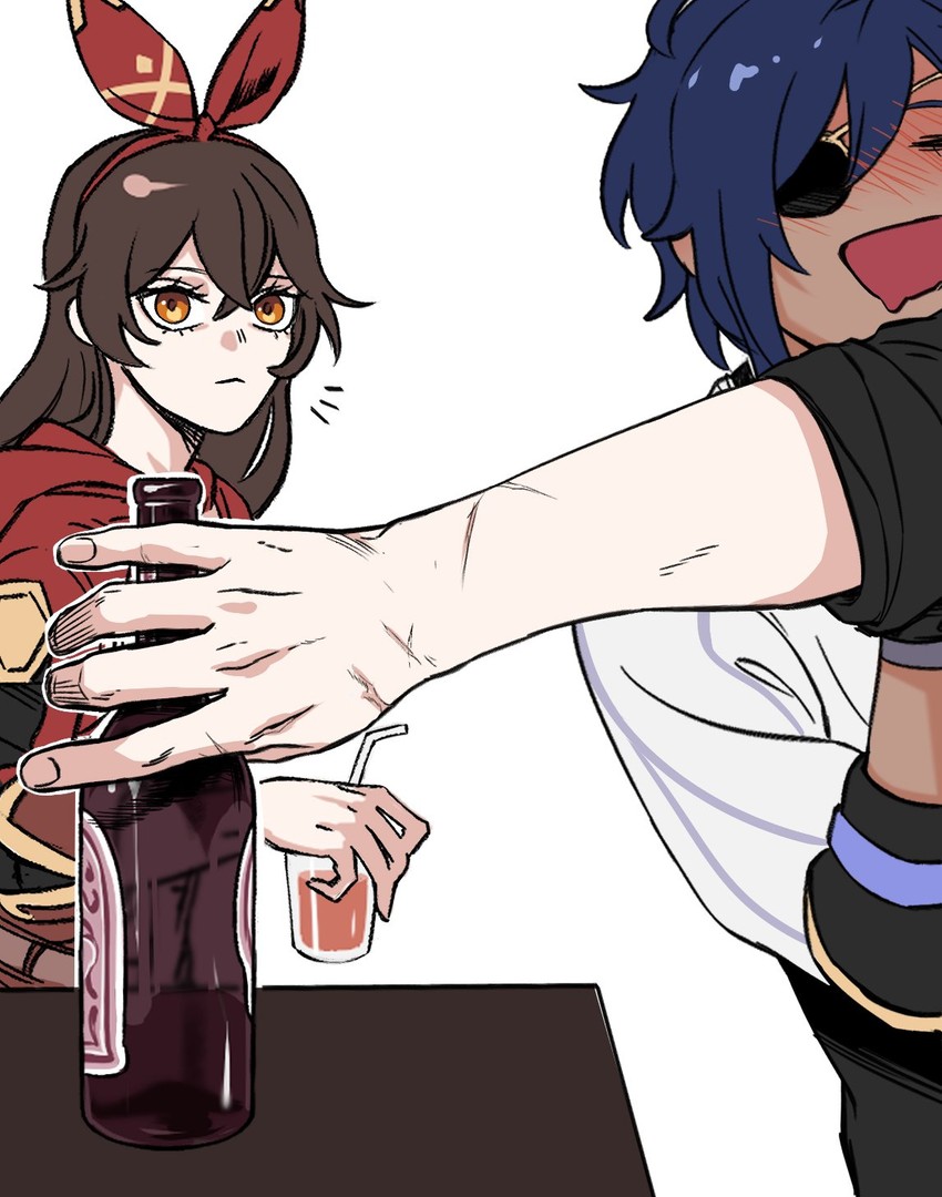 diluc, amber, and kaeya (genshin impact) drawn by gs_a_eliha