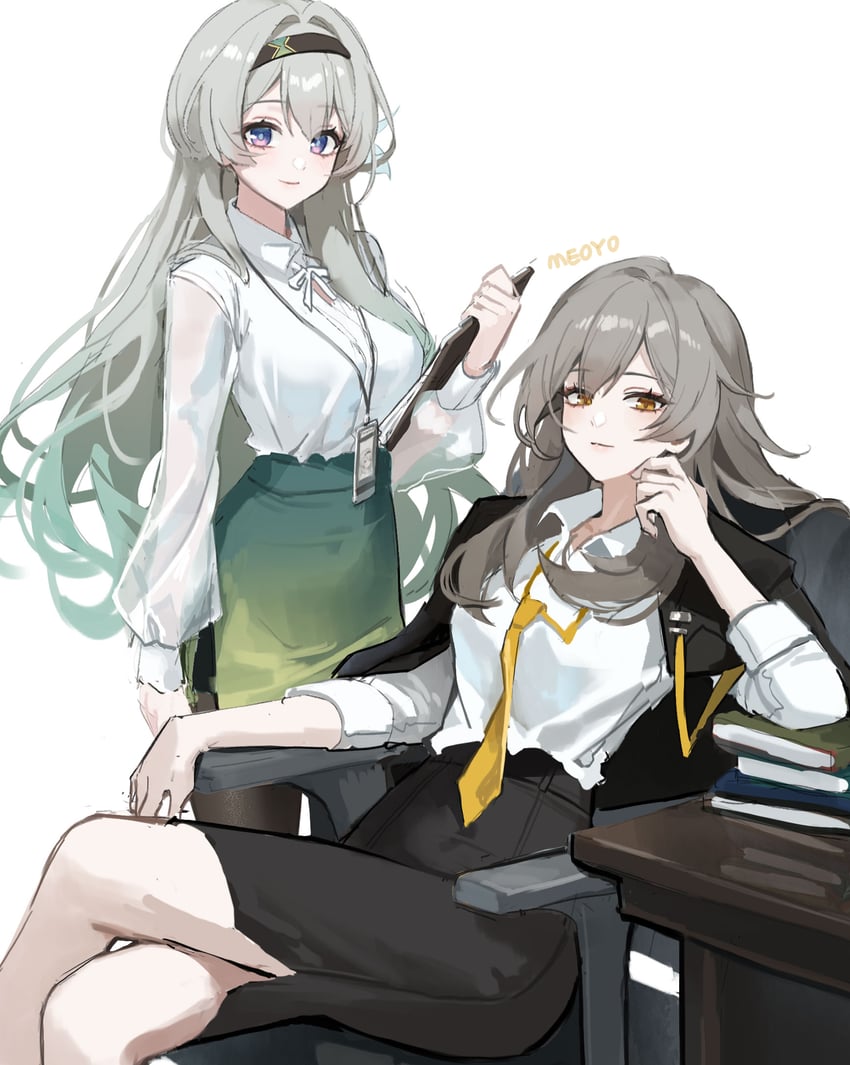 trailblazer, firefly, and stelle (honkai and 1 more) drawn by meoyo