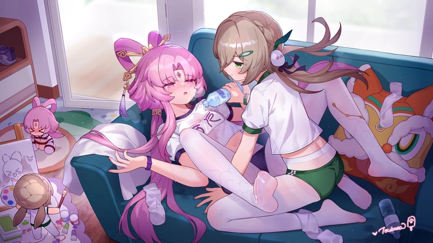 fu xuan and qingque (honkai and 1 more) drawn by tsubasa_tsubasa