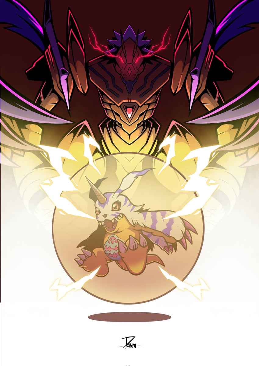gabumon and cresgarurumon (digimon and 1 more) drawn by danzart_24