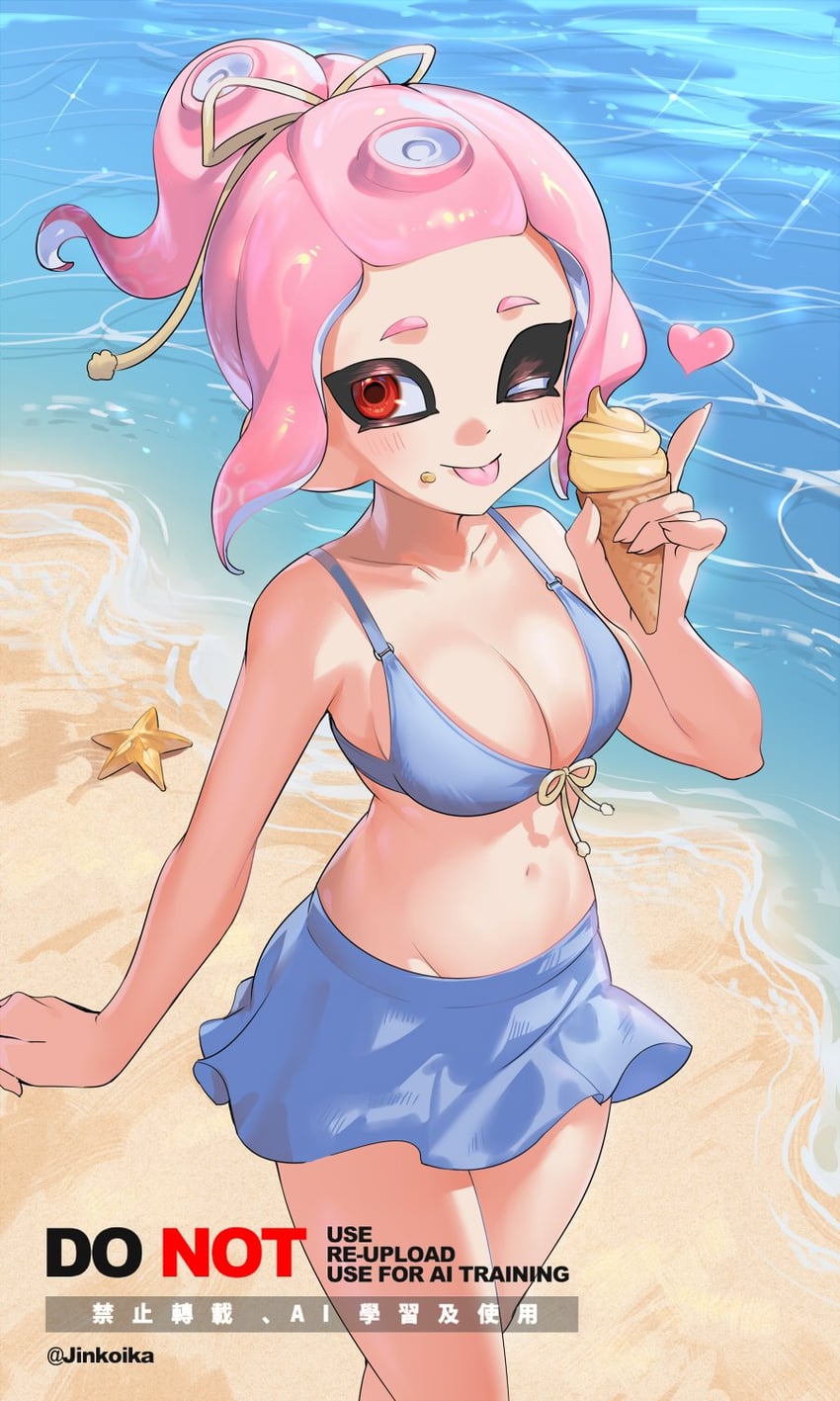 octoling player character and octoling girl (splatoon) drawn by jinkoika