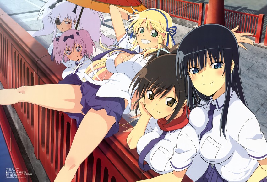 asuka, ikaruga, hibari, yagyu, and katsuragi (senran kagura and 2 more) drawn by torii_takafumi