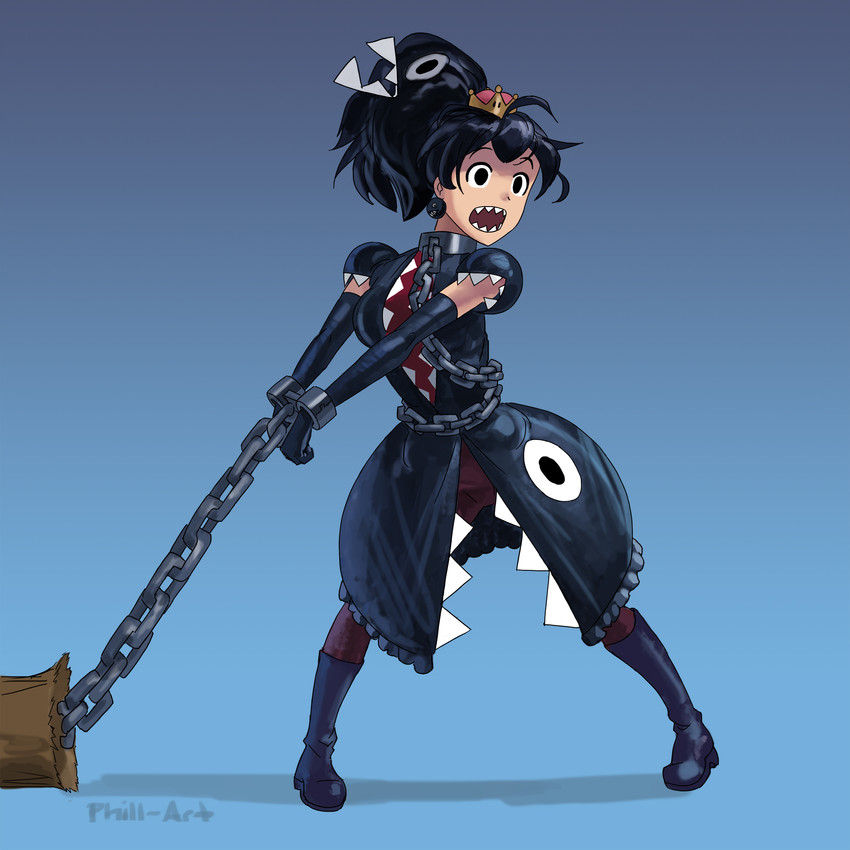chain chomp and princess chain chomp (mario and 1 more) drawn by phill_berry