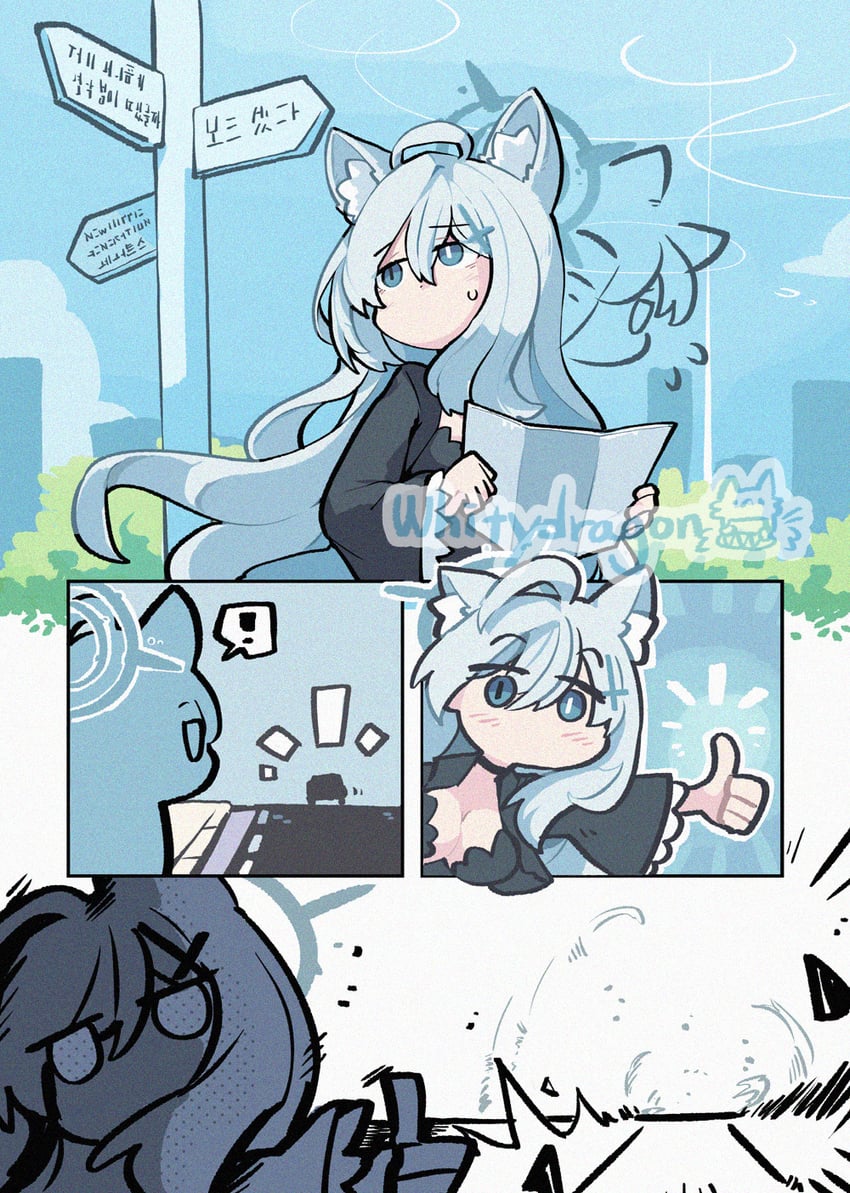 shiroko and shiroko terror (blue archive) drawn by whitydragon