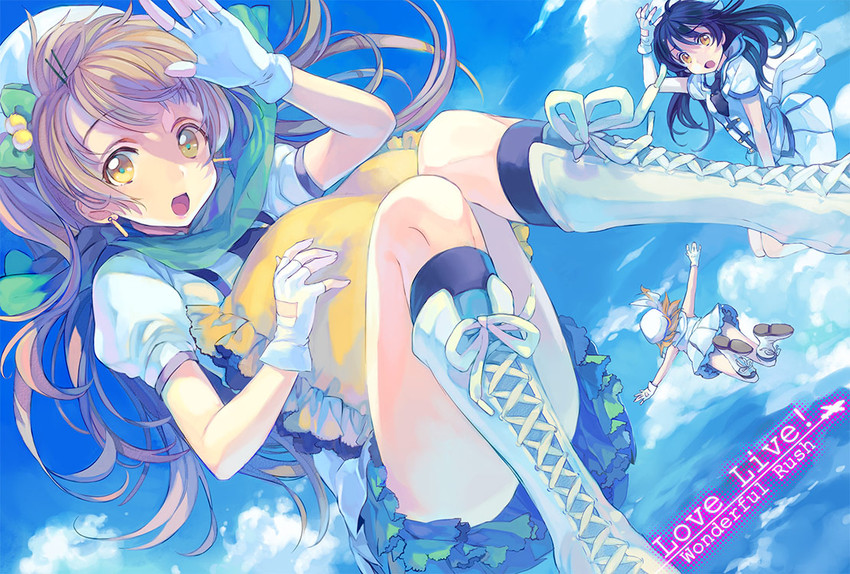 sonoda umi, minami kotori, and kosaka honoka (love live! and 1 more) drawn by ame_yamori