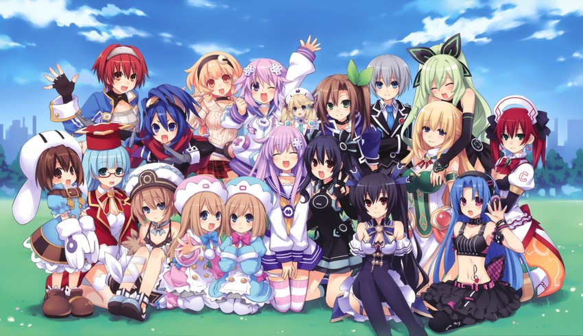 neptune, noire, nepgear, blanc, vert, and 14 more (neptune and 2 more) drawn by tsunako